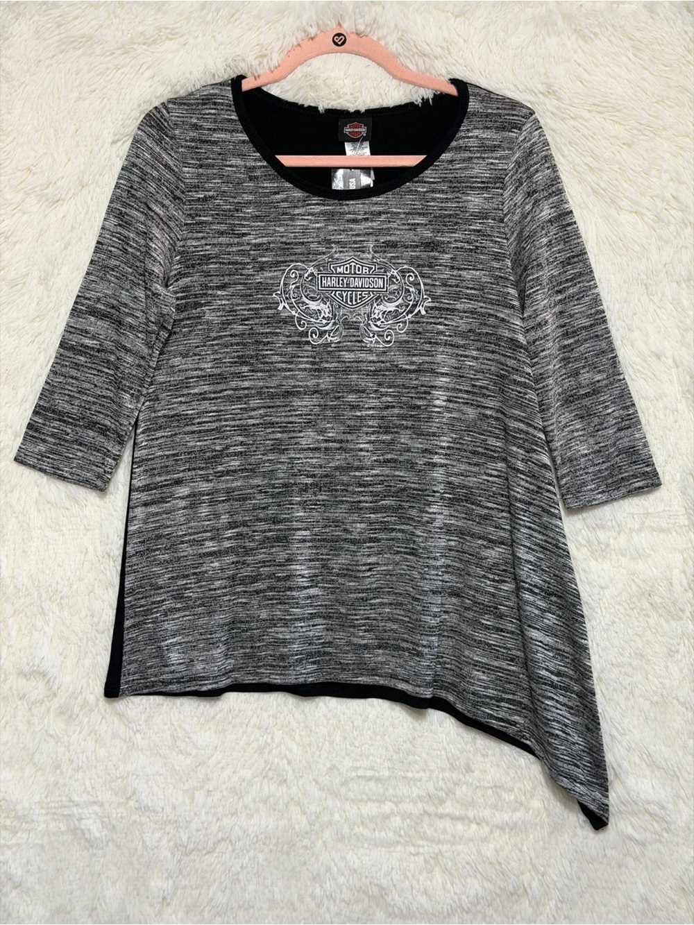 Harley-Davidson Womens Orlando Florida Asymmetric Tunic Top Size L Grey Biker